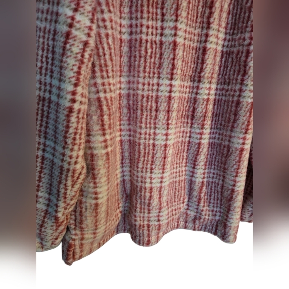 Red & White Plaid Katydid Super Soft 1/4 Zip Pullover, Pockets, Large - Picture 3 of 8